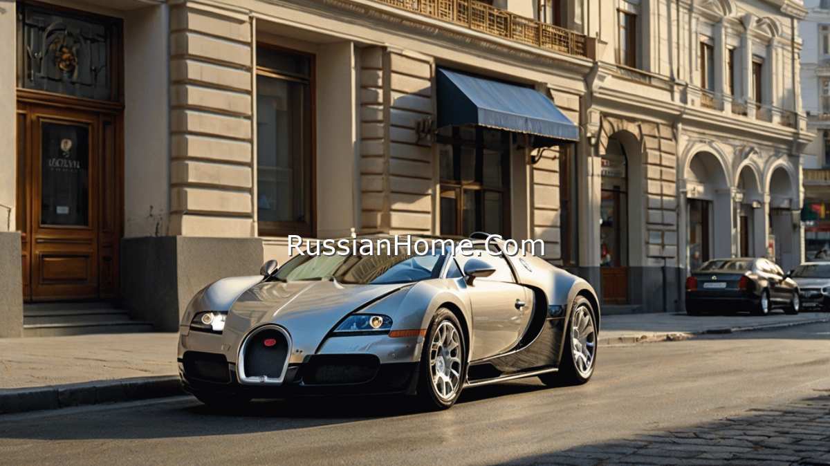 Автомобиль Bugatti Veyron на городской улице