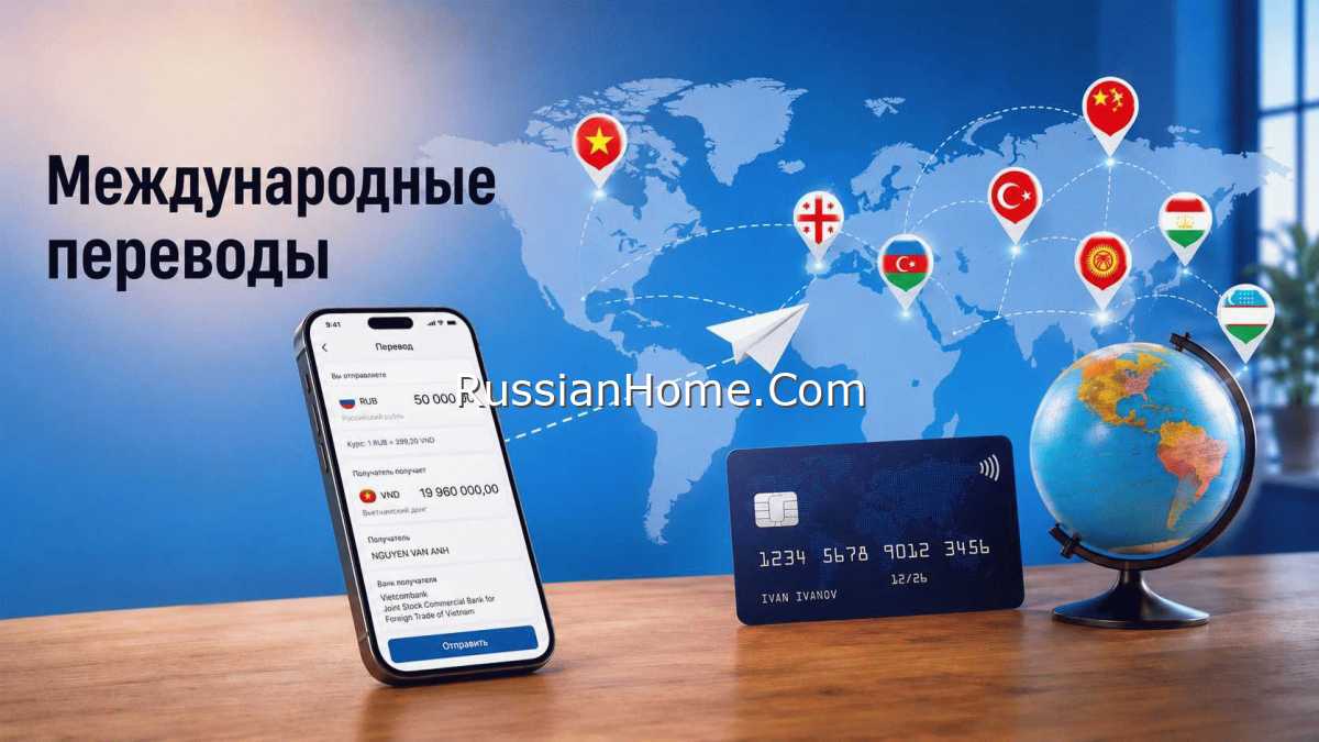 Коллаж с изображением смартфона, банковской карты и глобуса