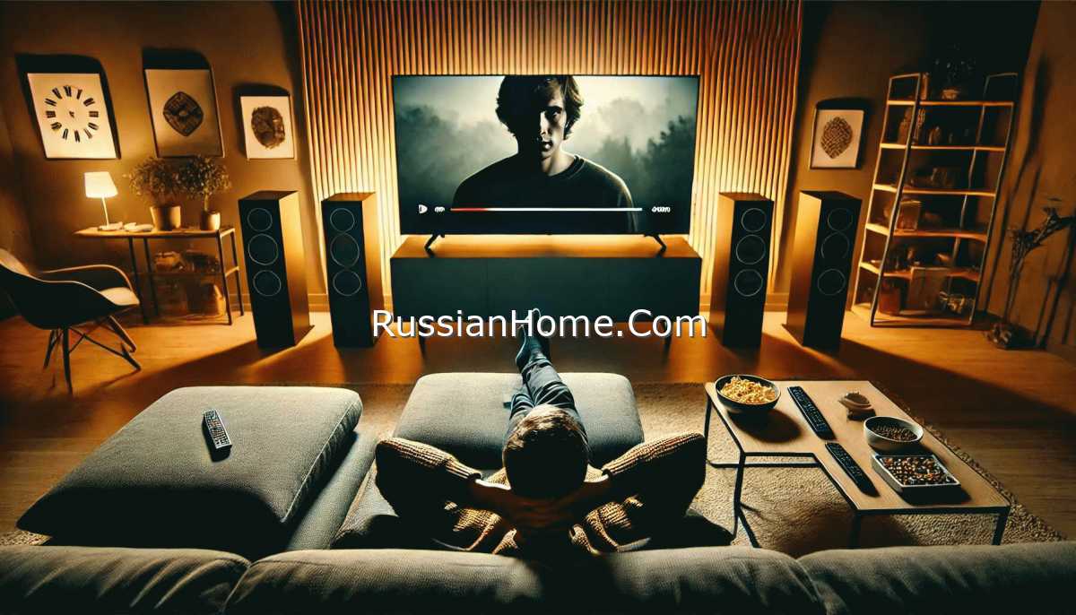Изображение человека на диване, который смотрит телевизор