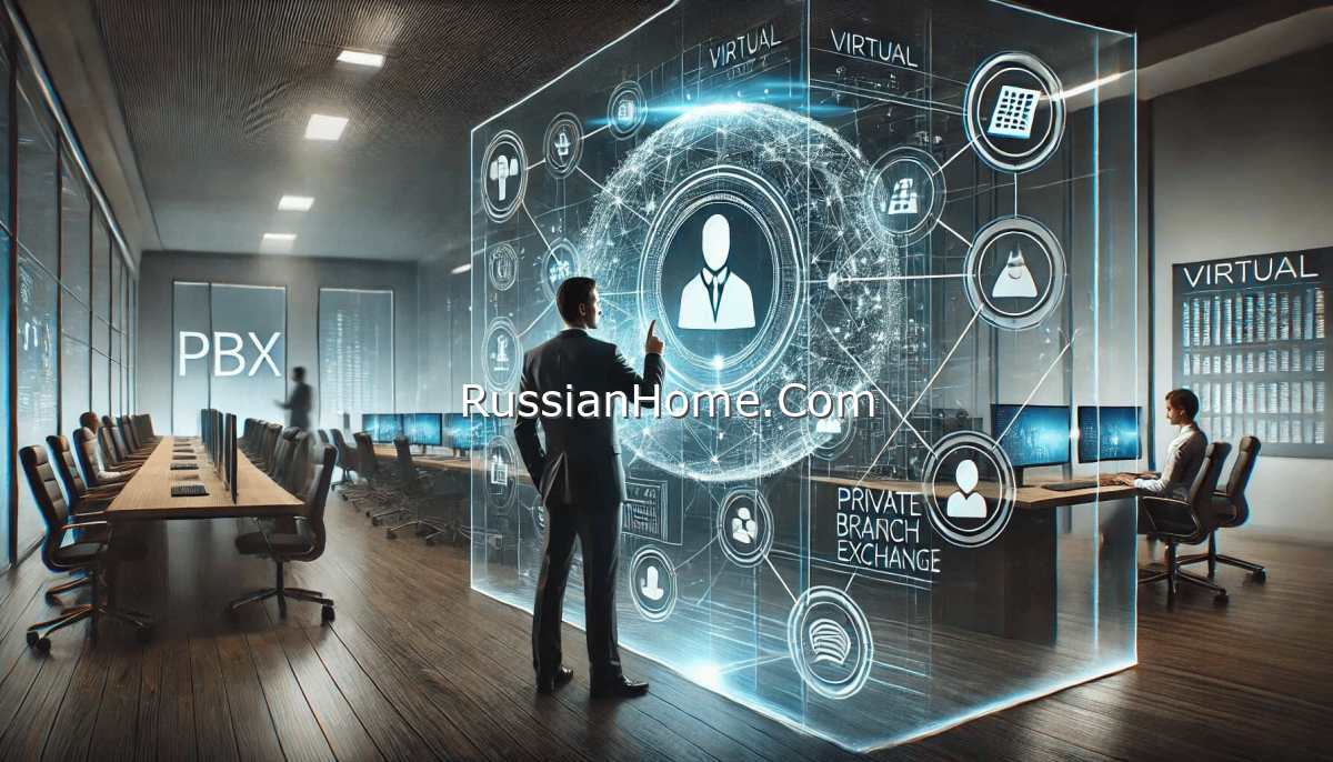 В центре изображения человек, взаимодействующий с голографическим интерфейсом